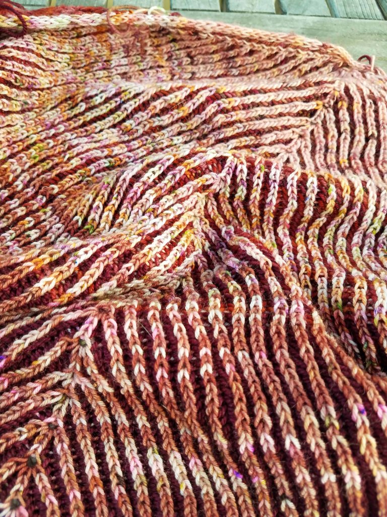 Brioche section of What the Fade?! shawl.